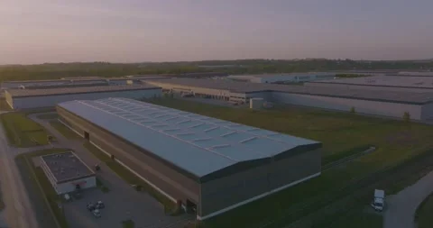 Aerial view on Warehouse. Drone view of the central warehouse in Silesia, Sos Stock Footage 194126192