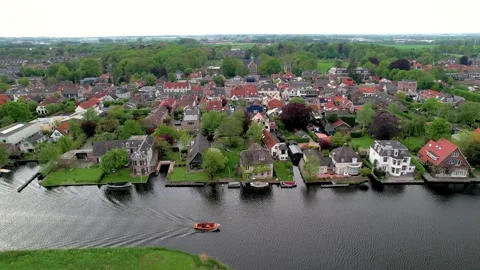 Aerial view of Warmond muncipality in The Netherlands, is a popular recreat.. Stock-Footage 246727608