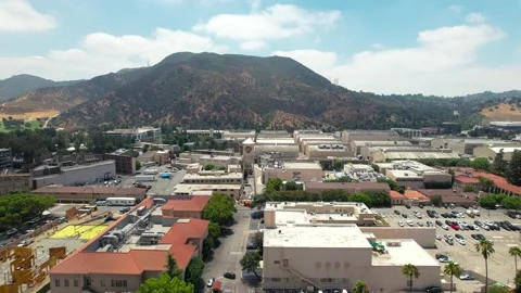Aerial view of the Warner Bros. Studios and film production lot in Stock Footage 198176332