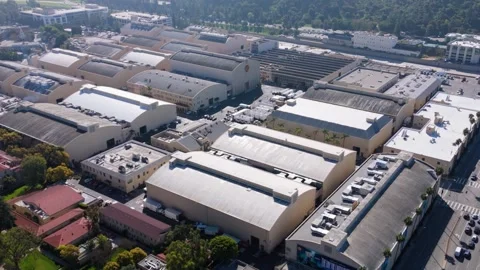 Aerial View of Warner Bros. Studios Sound Stages in Burbank, March 28, 2025 Stock Footage 305528103