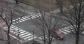 Aerial View in Washington D.C. Car Passsing in Intersection on an Empty Road Day 4k or 4k+ Resolution