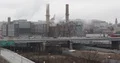Aerial View of Washington D.C. Cars Traffic Crowded Highway Thermal Power Plant 4k or 4k+ Resolution