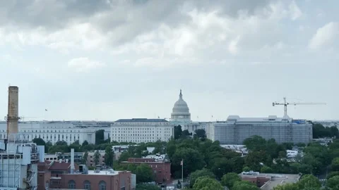 Aerial view of Washington, DC from a rooftop hotel Stock Footage 278854796