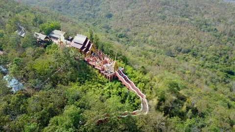 Aerial view of Wat Phra That Doi Phra Chan temple in Lampang, Thailand Stock-Footage 124294816
