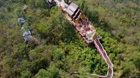 Aerial view of Wat Phra That Doi Phra Chan temple in Lampang, Thailand Stock-Footage 124294827