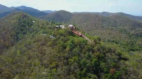 Aerial view of Wat Phra That Doi Phra Chan temple in Lampang, Thailand Stock-Footage 124294907