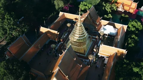 Aerial view of Wat Phra That Doi Suthep temple in Chiang Mai, Thailand Stock Footage 175737358