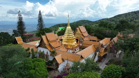 Aerial view of Wat Phra That Doi Suthep in Chiang Mai Thailand Stockbeeldmateriaal 266512671