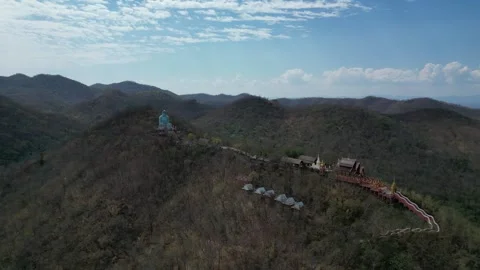 Aerial View of Wat Phra That Doi Phra Chan and Buddha Statue in Lampang, Video stock 335601669