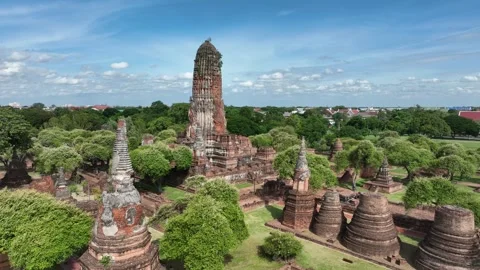 Aerial view of Wat Phra Ram Ayuthaya Thailand Stock Footage 247427885
