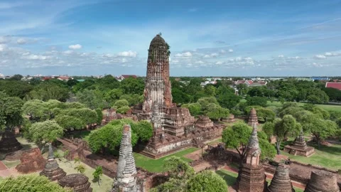 Aerial view of Wat Phra Ram Ayuthaya Thailand Stockbeeldmateriaal 247427928