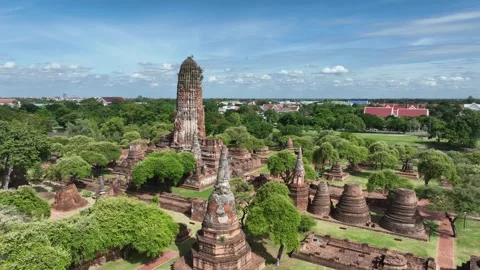 Aerial view of Wat Phra Ram Ayuthaya Thailand 動画素材 247427979