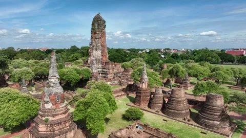 Aerial view of Wat Phra Ram Ayuthaya Thailand Stock Footage 247428163