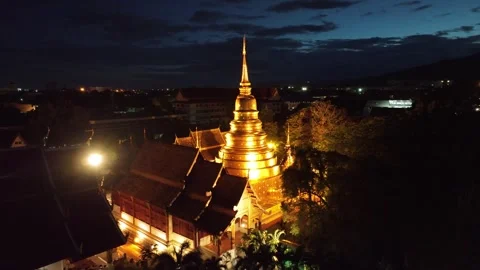 Aerial view of Wat Phra Singh Chiang Mai Thailand Video stock 266416343