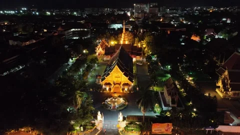 Aerial view of Wat Phra Singh Chiang Mai Thailand Video stock 266417964