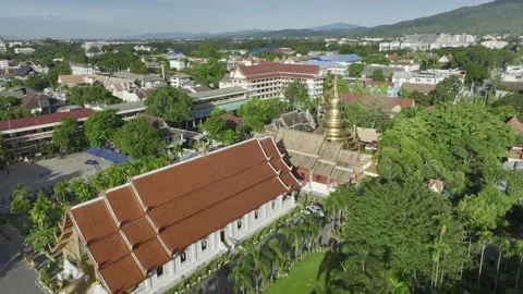 Aerial view of Wat Phra Singh Chiang Mai Thailand Видео 266491467