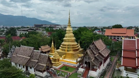 Aerial view of Wat Phra Singh Chiang Mai Thailand Video stock 266517005