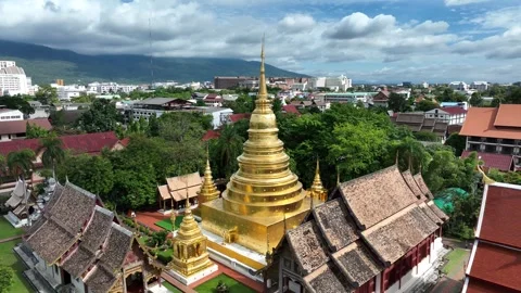 Aerial view of Wat Phra Singh Chiang Mai Thailand 库存影片 266520131