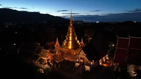 Aerial view of Wat Phra Singh Chiang Mai Thailand Видео 266522707