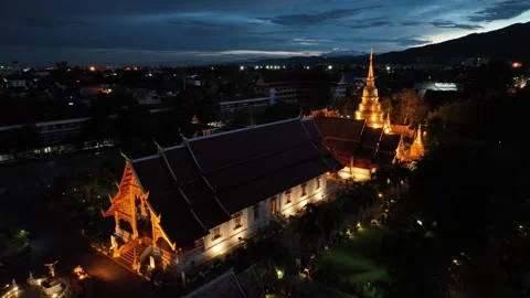 Aerial view of Wat Phra Singh Chiang Mai Thailand Видео 266523157