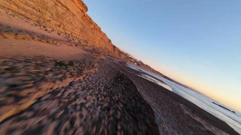 Aerial view from water level during sunset Stock Footage 344557095