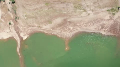 Aerial view water level has decreased due to global warning lake 库存影片 294102015