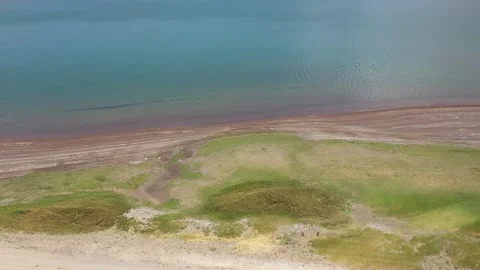 Aerial view water level has decreased due to global warning lake 库存影片 294102229
