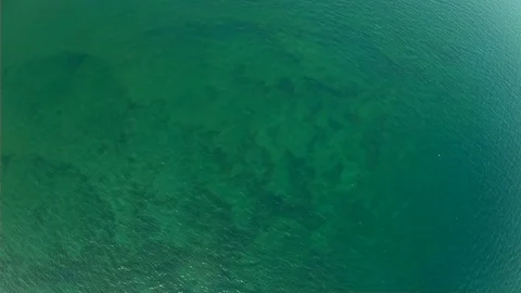 Aerial view of water surface top down. Clean water of Lake Baikal Stock Footage 124684844