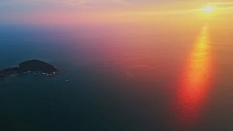 Aerial view of water texture during tropical sunset. Koh Samui. Thailand. Stock Footage 332886439