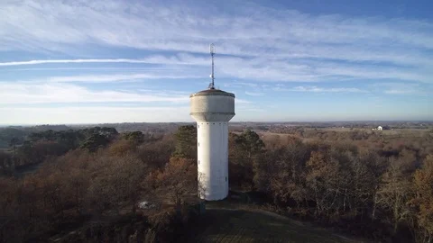 Aerial view of a water tower Stock Footage 70990488
