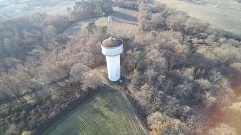 Aerial view of a water tower Stock Footage 70990562