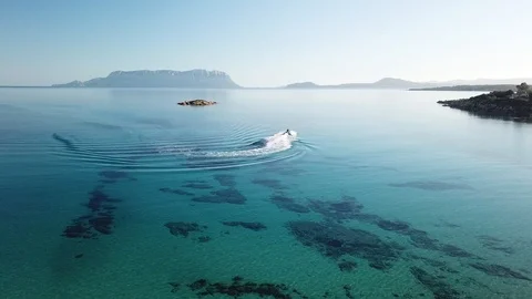 Aerial view of watercraft having fun at sea Stock-Footage 101375010