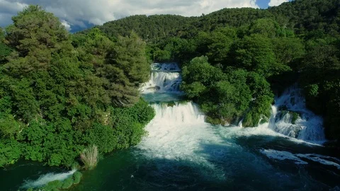 Aerial view of the waterfall Stock Footage 108678444