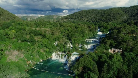 Aerial view of the waterfall Stock Footage 108678607
