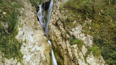 Aerial view of the waterfall Stock Footage 129096618