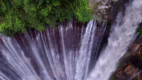 Aerial view of waterfall, forest, river, Tumpak Sewu, East Java, Indonesia. Vídeos de archivo 279736832