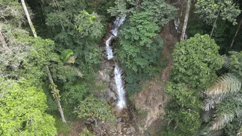 Aerial view of waterfall in Jeram Toi Negeri Sembilan Stock Footage 149717842