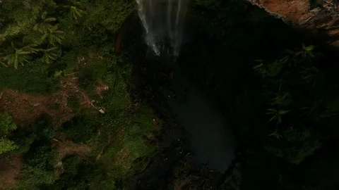 Aerial view of a waterfall in the jungle Stock Footage 103376740