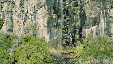 Aerial View Waterfall on Mountains Video stock 72194720
