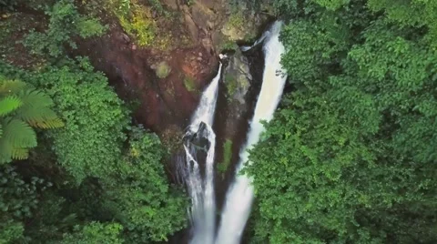 Aerial View of waterfall in mountains rapid Stock Footage 63226963