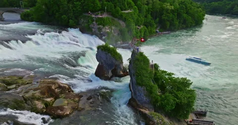 Aerial view of waterfall The Rhine Falls Neuhausen at summer Switzerland Stock-Footage 315513867