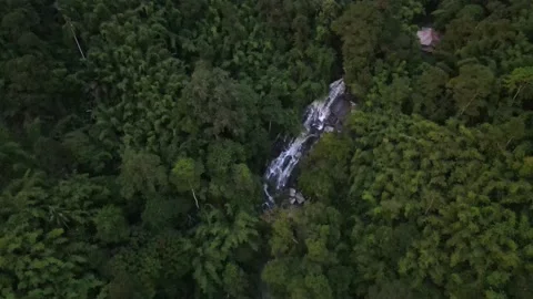 Aerial view of Waterfall, river and Forest in Selangor Stock Footage 148338173