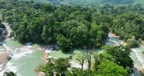 Aerial view of the waterfalls Agua Azul,... | Stock Video | Pond5