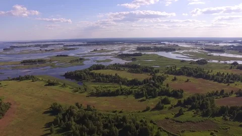 Aerial view of waterways and lagoons. Stock Footage
