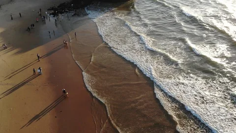 Aerial View of Waves and Beach North Goa, India 스톡 동영상 129287740
