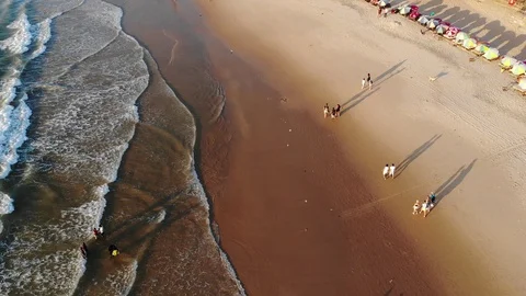 Aerial View of Waves and Beach North Goa, India 스톡 동영상 129287834