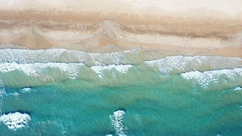 Aerial view of waves and sandy beach Stock Footage 121065287