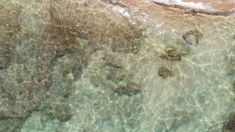 Aerial View Waves Break On White Sand Beach. Stock-Footage 103422249
