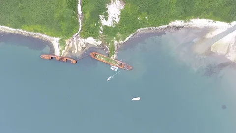 Aerial view of waves breaking on sandy beach. Stock Footage 104151125