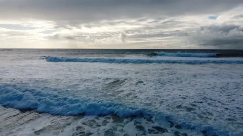 Aerial View of Waves at Costa da Caparica beach, Portugal Video stock 145919467